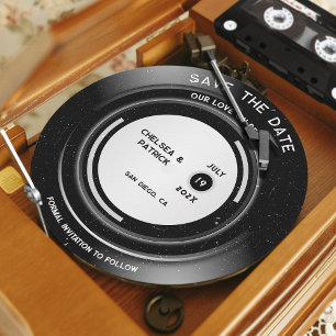 Rond de Faire-Part de Mariage Disque Vinyle Vintag