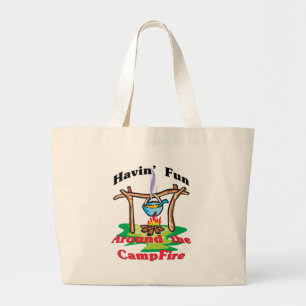 Rond de kampvuur grote tote bag