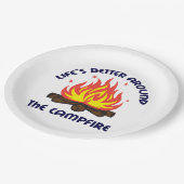 Rond de kampvuur papieren bordje (Gekanteld)