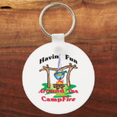 Rond de kampvuur sleutelhanger (Voorkant)