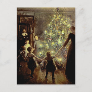 Rond de kerstboom feestdagenkaart