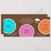 Rond de klok Bruids Douche Uitnodiging Bruin (Voorkant / Achterkant)