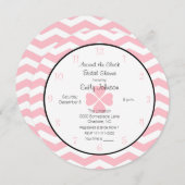 Rond de klok Bruids Douche Uitnodiging in Roze (Voorkant / Achterkant)