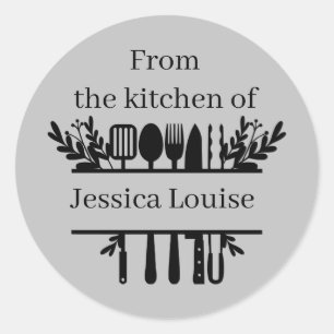 Rond De la cuisine de ajouter nom Classic Round Sticker