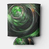 Rond de Wereld Groene Abstracte Kunst Blikjeskoeler (Voorkant)