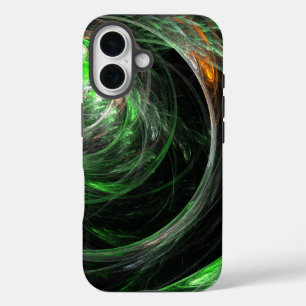 Rond de Wereld Groene Abstracte Kunst iPhone 16 Hoesje