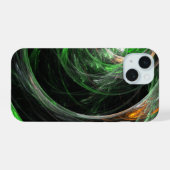 Rond de Wereld Groene Abstracte Kunst iPhone 15 Hoesje (Achterkant horizontaal)