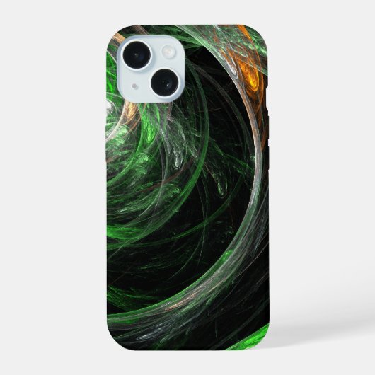 Rond de Wereld Groene Abstracte Kunst iPhone 15 Hoesje (Achterkant)
