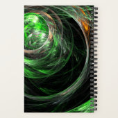 Rond de Wereld Groene Abstracte Kunst Notitieboek (Achterkant)