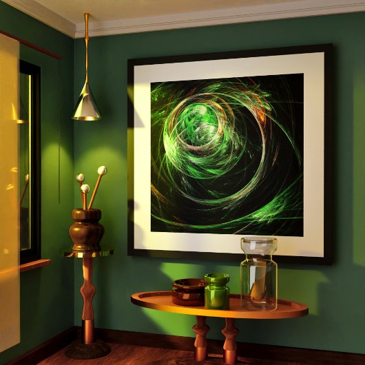 Rond de Wereld Groene Abstracte Kunst Poster