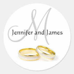 Rond Décembre Mariage Noms Sticker Monogram