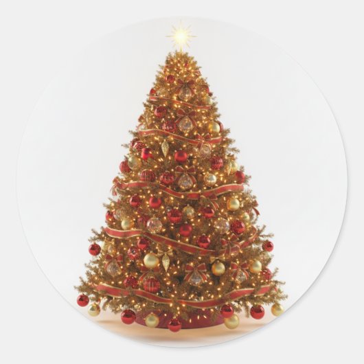Rond Decorated Christmas Tree Designed Sticker (Devant)