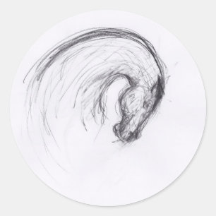 Rond Dessin original 2 Cheval Année Sticker Zodiac