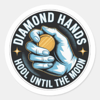 Rond Diamond Hands Crypto Sticker - HODL Until The Moon