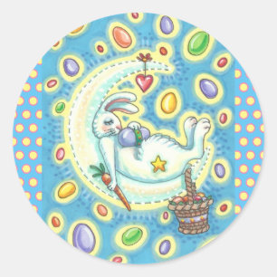 ROND DORMIR PÂQUES BUNNY JELLY BEAN DREAMS MOON STICKER