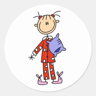 Rond Dors Au-Dessus De La Fille Dans Son Sticker De Pyj