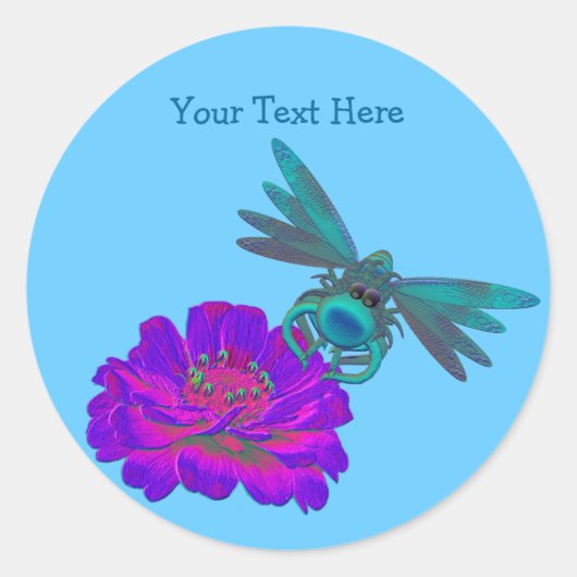 Rond Dragonfly Whimsical Sur Sticker Flower (Devant)