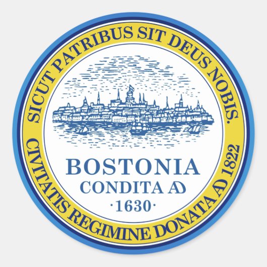 Rond Drapeau de Boston, Massachusetts Sticker ovale (Devant)