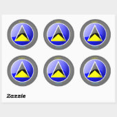 ROND DRAPEAU DE ST LUCIA SUR STICKER (Feuille)