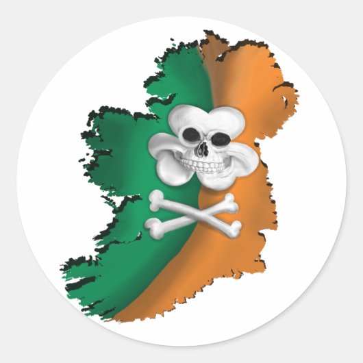 Rond DRAPEAU IRLANDAIS. STICKER DE DRAPEAU DE PIRATE st (Devant)