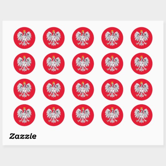 Rond Drapeau polonais & Aigle, Pologne sticker de mode  (Feuille)