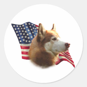 Rond Drapeau rougeois Husky - Sticker