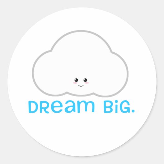 Rond Dream Big Cute Kawaii Sticker Cloud (Devant)