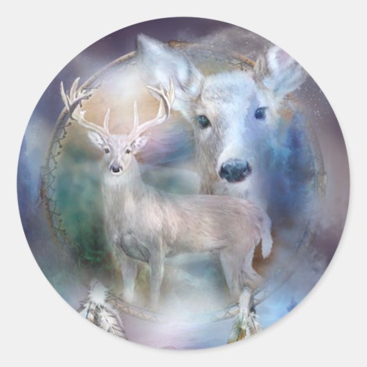 Rond Dream Catcher - Spirit Of White Deer Sticker (Devant)