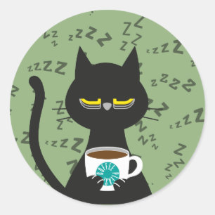 Rond DU CAFÉ S'IL VOUS PLAÎT ! Sticker pour chat noir c