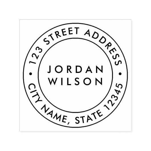 Rond Dubbel Grens Modern Adres van de Terugkeer Zelfinktende Stempel (Design)