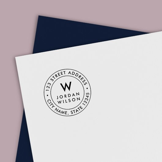 Rond dubbel Grensoverschrijdend Modern Monogram te Zelfinktende Stempel