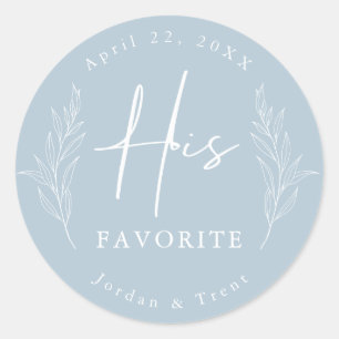 Rond Dusty Bleu Son Sticker favori Mariage Favor