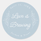 Rond Dusty Blue Love est brassant Café Faveur Sticker (Devant)