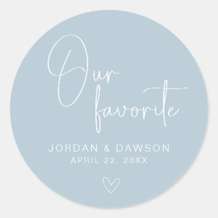 Rond Dusty Blue Notre Sticker préféré de mariage Favor
