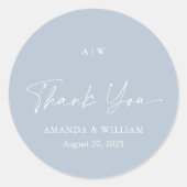 Rond Dusty Blue Thank You Wedding Sticker (Devant)