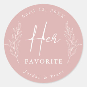 Rond Dusty Rose Son Sticker préféré mariage Favor