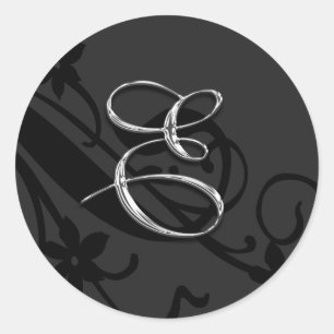 Rond E Monogramme Mariage Enveloppe Sticker