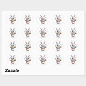 Rond Easter Bunny Baker Sticker Cute Easter Gift Spring (Feuille)