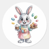 Rond Easter Bunny Baker Sticker Cute Easter Gift Spring (Devant)