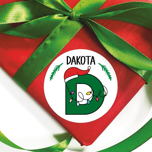 Rond Éclairage de Noël personnalisé Sticker initial