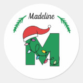 Rond Éclairage de Noël personnalisé Sticker initial (Devant)