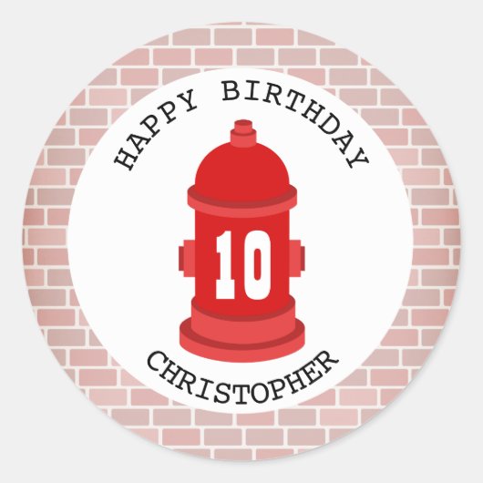 Rond Écran d'incendie + briques Sticker de fête d'anniv (Devant)
