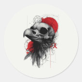 Rond Edgy Crow Skull Gothic Grunge Sticker (Devant)