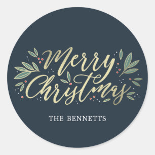 Rond ÉDITABLE Sticker de Noël de couleur vive