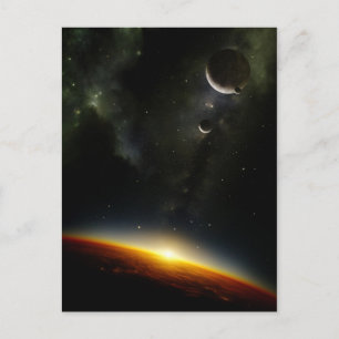 Rond een buitenaardse planeet briefkaart