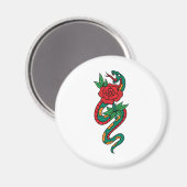 Rond een rode roze Tattoo Magneet (Voorkant / Achterkant)