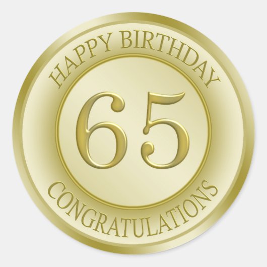 Rond Effet d'or Joyeux 65e Sticker d'anniversaire (Devant)