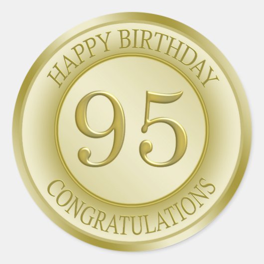 Rond Effet d'or Joyeux 95e Sticker d'anniversaire (Devant)