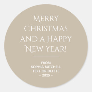 Rond Élégance Muted - Sticker de Noël en pierre calme