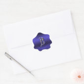 Rond Élégant B Monogram Blue Wax Seal Look Sticker (Enveloppe)